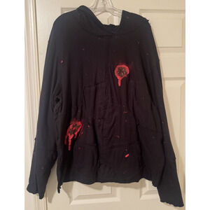 Reborn Soul black hoodie streetwear hip hop mens M black red paint blotches